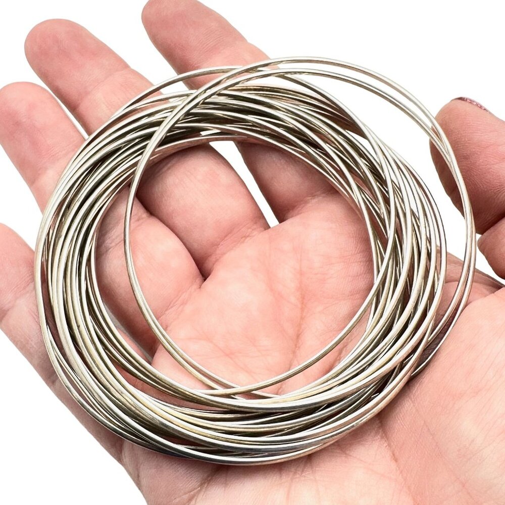 Interlocking Bangle Sterling Silver Bracelet B064… - image 1